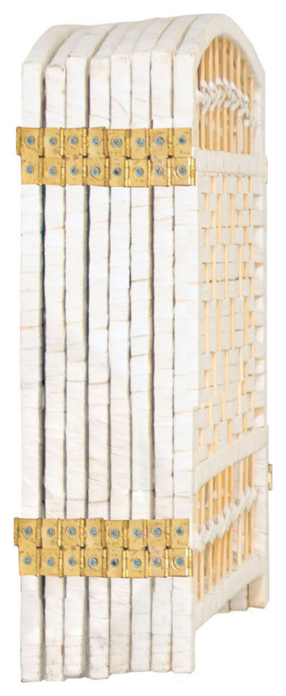 2 ft. Short Fiber Weave Room Divider White 8 Panels