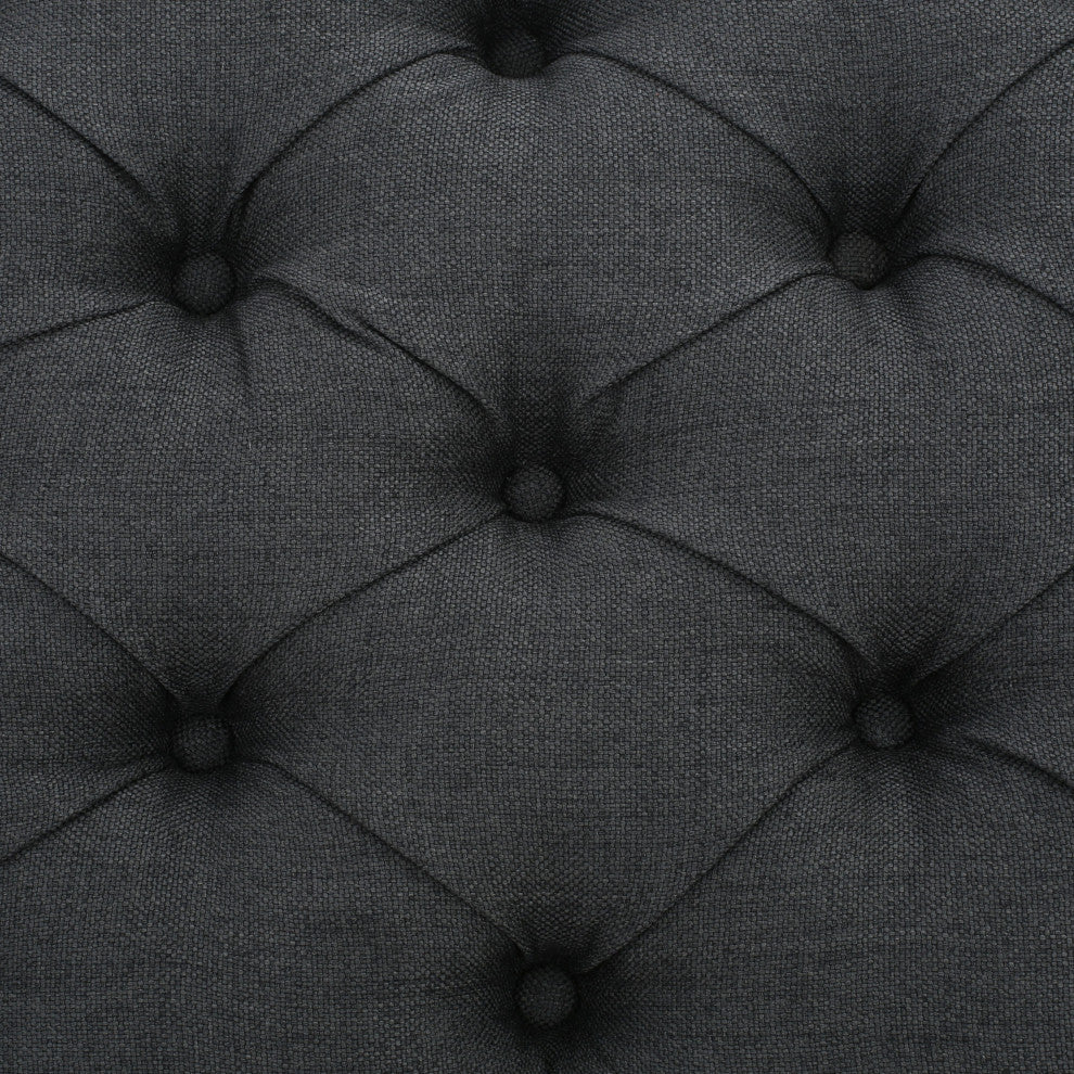 GDF Studio Ottilie Contemporary Button-Tufted Storage Ottoman Bench, Dark Gray/Dark Brown