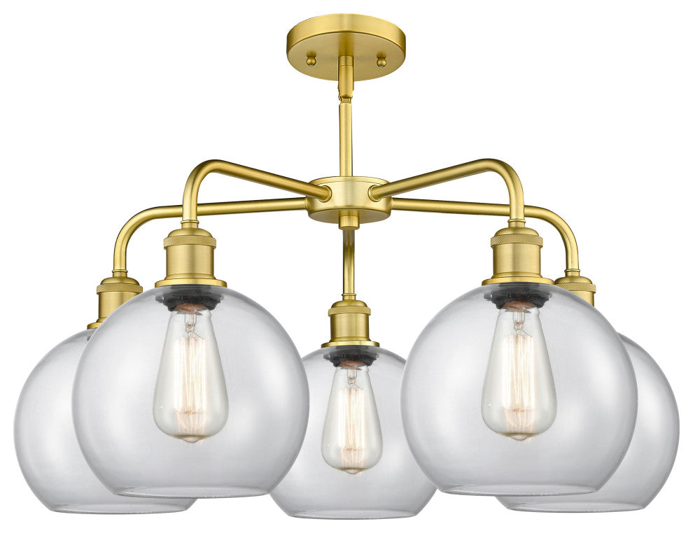 Athens 5-Light 26" Stem Chandelier, Satin Gold, Clear
