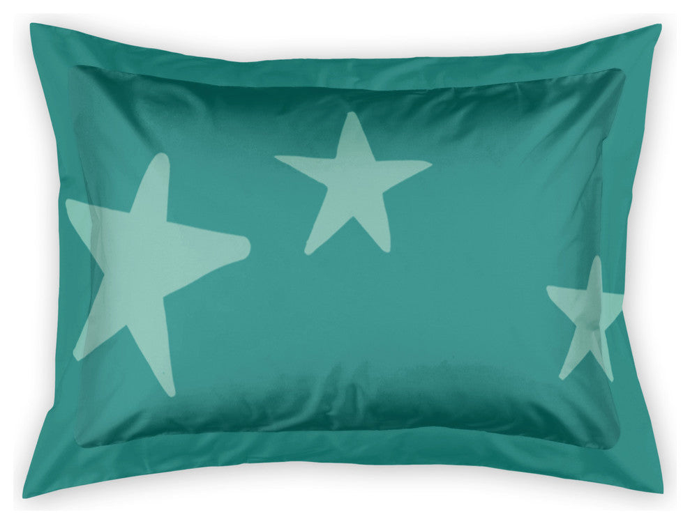 Green Star Pattern Standard Brushed Poly Sham