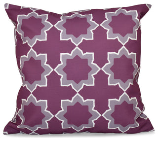 Bohemian, Geometric Print Pillow, Purple, 18"x18"