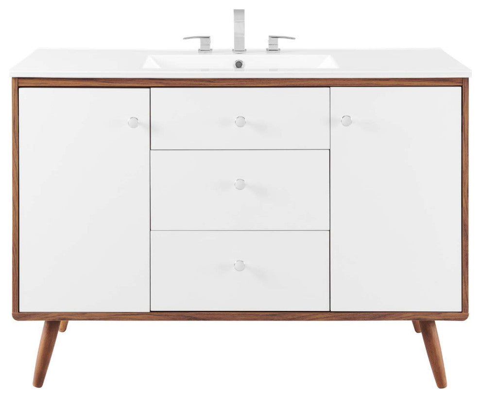Transmit 48" Single Sink Bathroom Vanity Walnut White