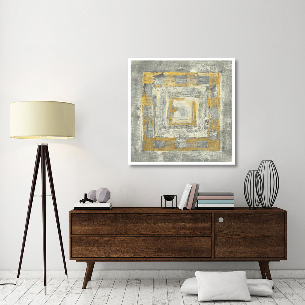 "Gold Tapestry II Gold and White" Paper Print by Albena Hristova, 42"x42"