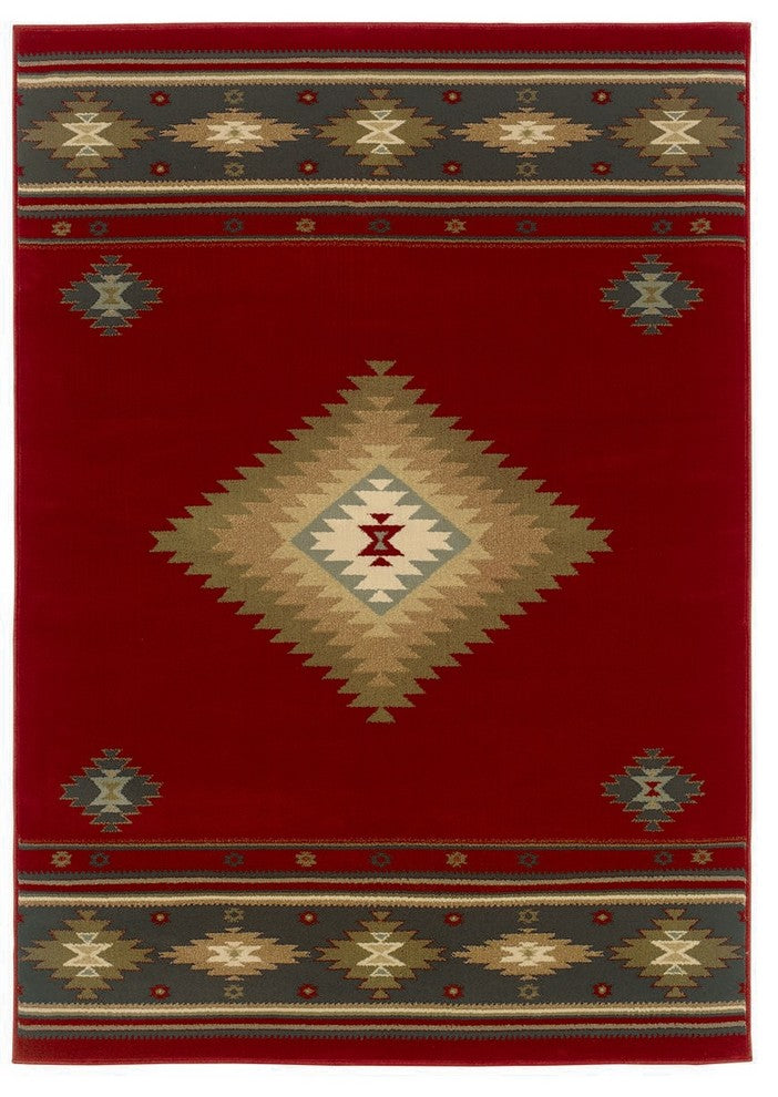 Oriental Weavers Hudson Red/Green Southwest/Lodge Indoor Area Rug 7'8"X10'10"