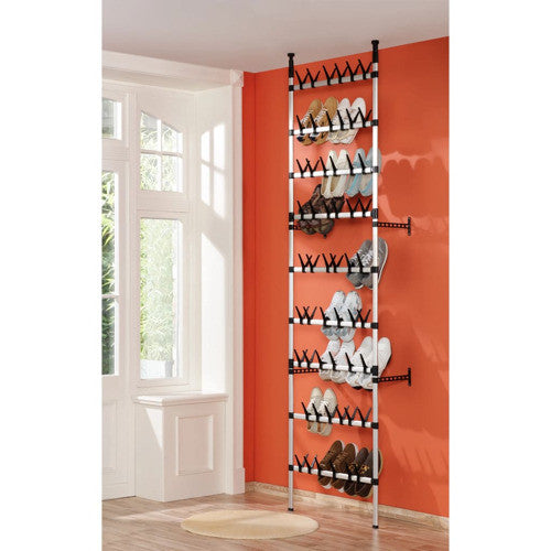 vidaXL Shoe Rack Telescopic Shoe Organizer Shelf Stand with Rods Aluminum
