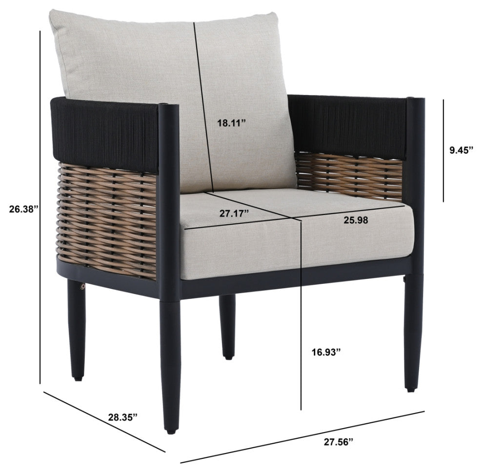 Safavieh Harrison Indoor-Outdoor Chair, Set of 2, Black/Taupe