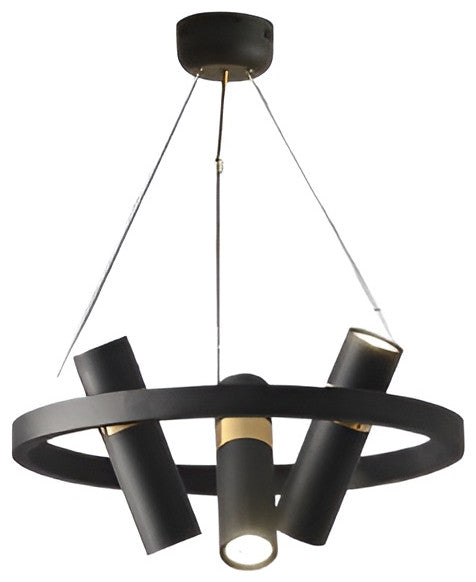 Celerina/Schlarigna | Round Black Metal LED Pendant Light, 3 Heads, Warm Light