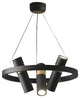 Celerina/Schlarigna | Round Black Metal LED Pendant Light, 3 Heads, Warm Light
