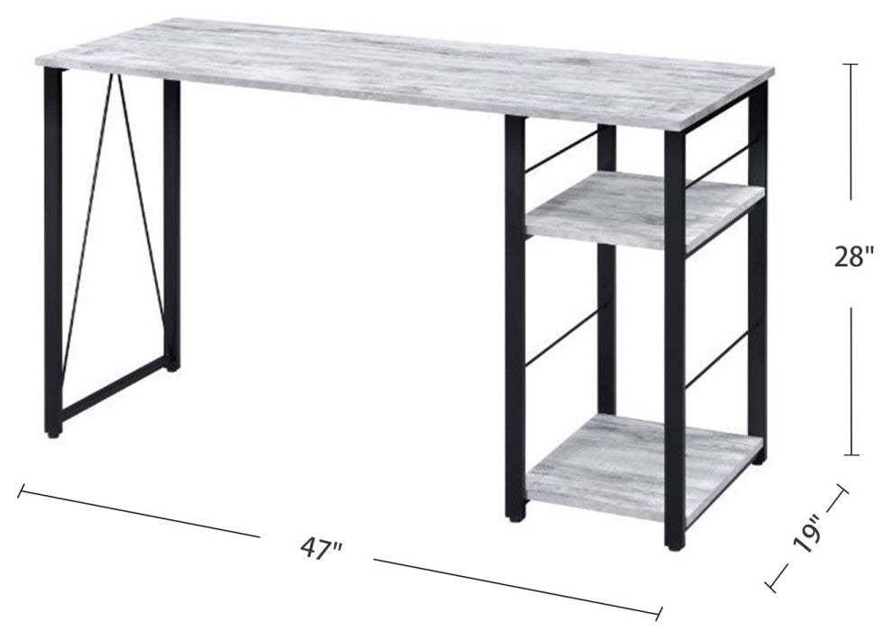 2 Tier Shelf Writing Desk, Antique White and Black