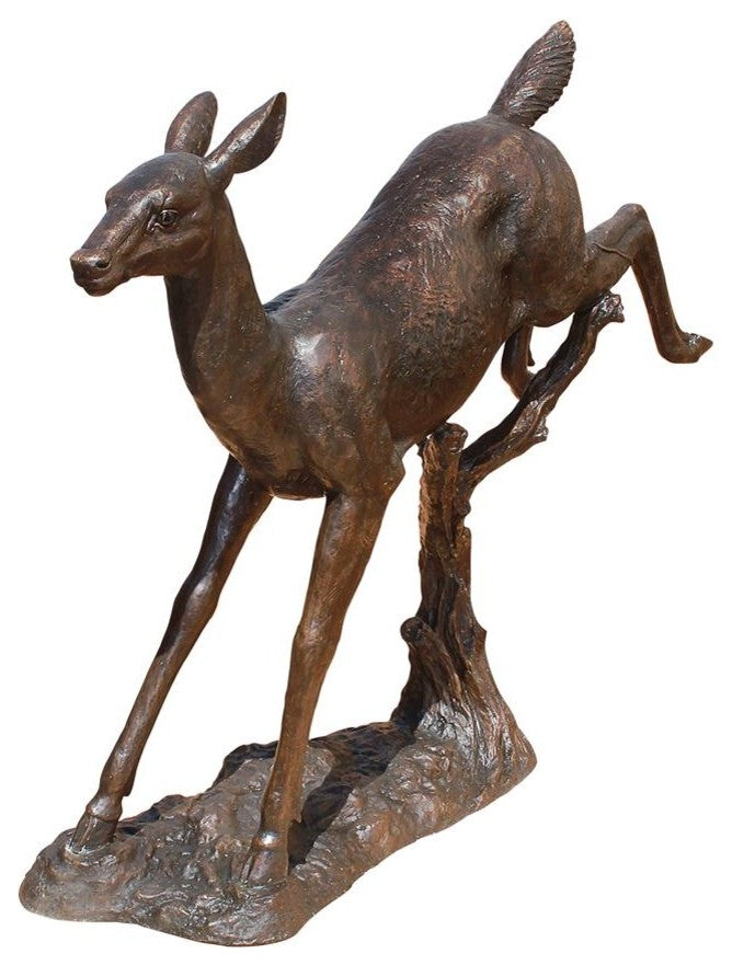 Leaping Deer Bronze Statue