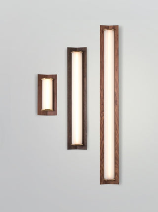 Penna 64 LED Sconce, Bright White, 120V, Distressed Brass/Dark Stained Walnut