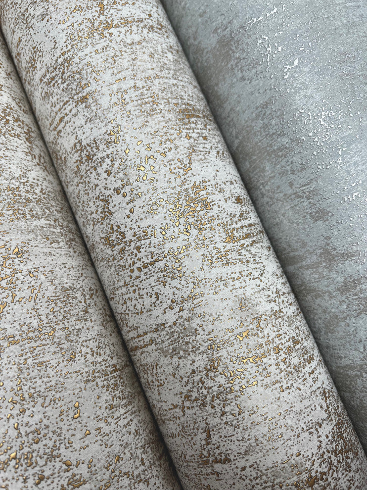 Neutral & Gold Shimmering Patina Wallpaper