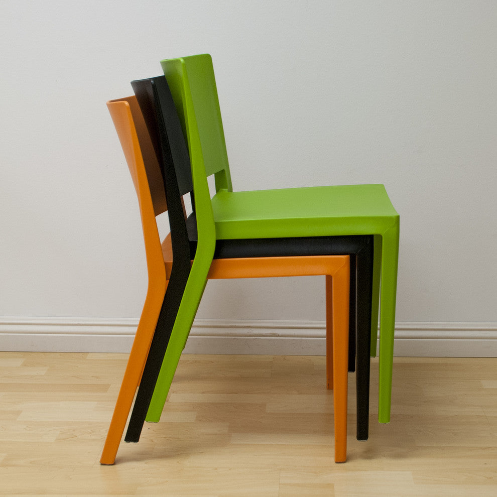 Mod Made Elio Modern Plastic Dining Side Chair, Set of 2, Orange