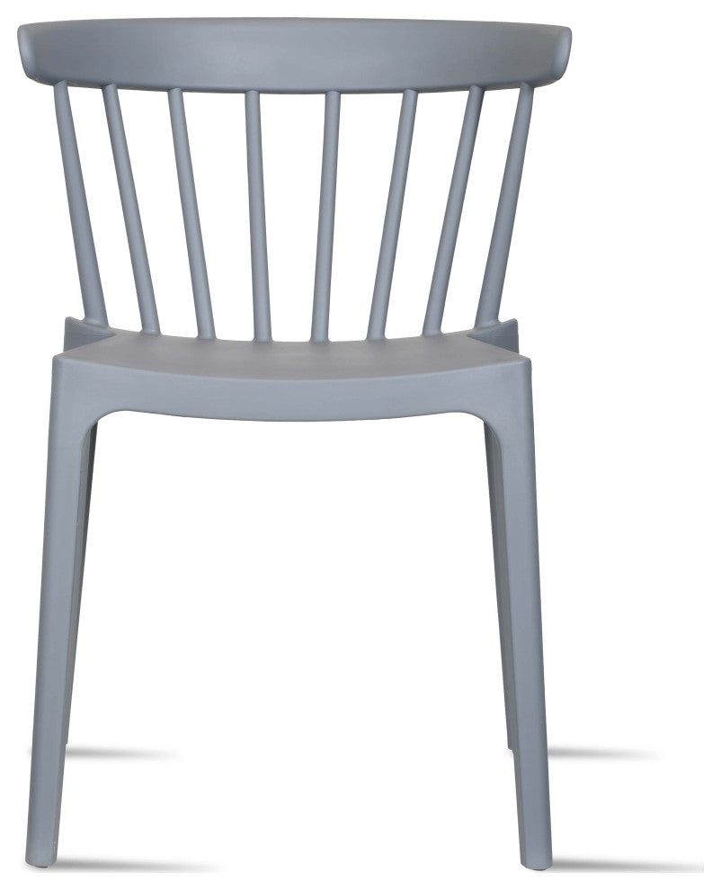 Set of 2 Dining Side Chairs, Plastic Indoor/Outdoor Stackable Patio Chair, Gray
