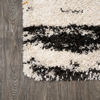 Nova Modern Bold Strie' Shag Beige/Black/Yellow 5'x8' Area Rug