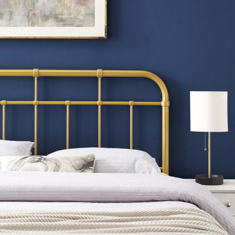 Headboard, Queen Size, Metal, Gold, Modern Farmhouse, Bedroom Master Suite