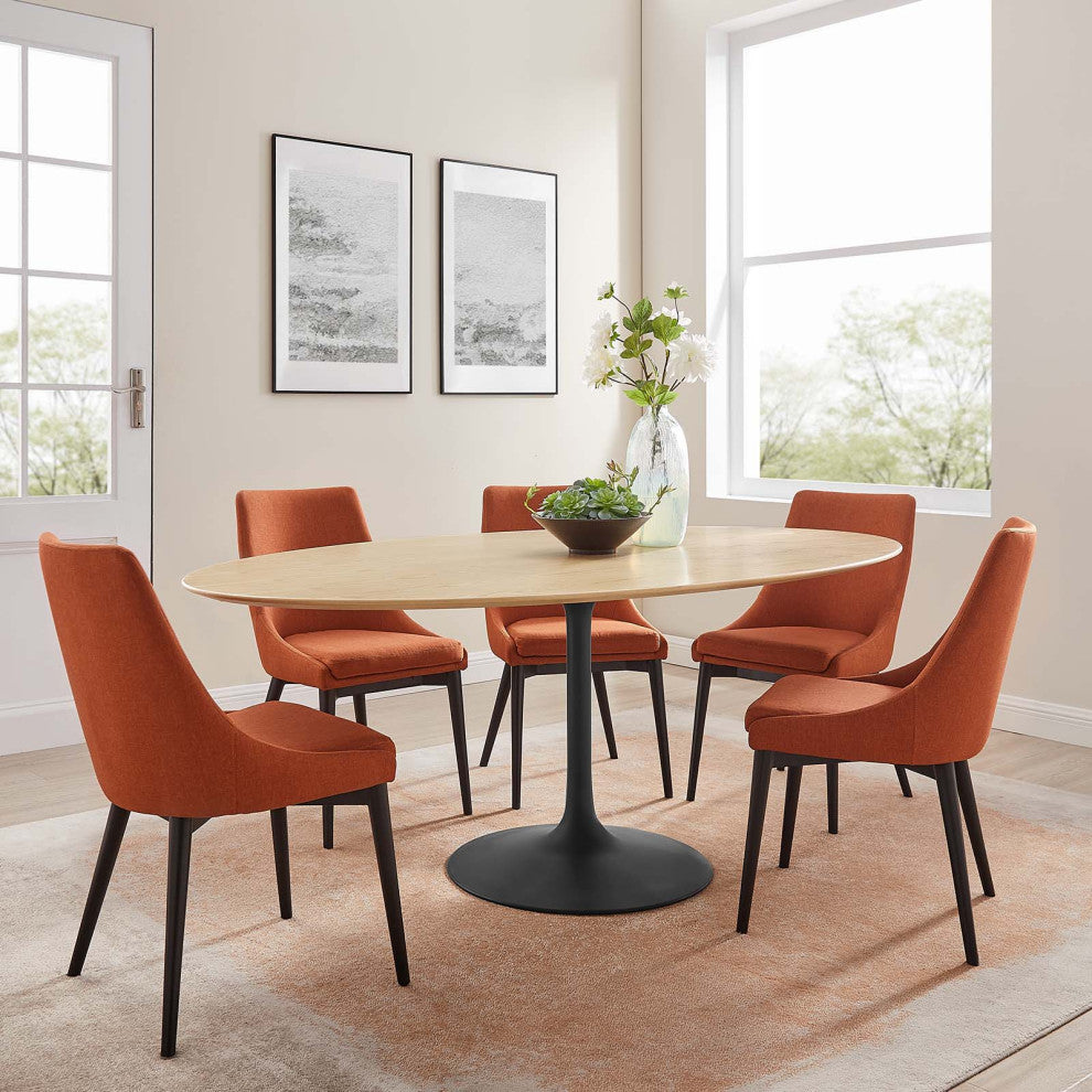 Lippa 78" Wood Oval Dining Table, Black Natural