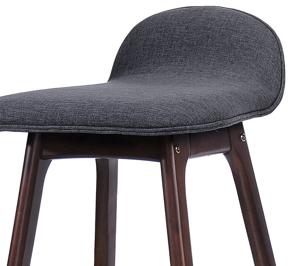 GDF Studio Tolle Mid Century Design Low Back Fabric Bar Chair, Set of 2, Charcoal Gray