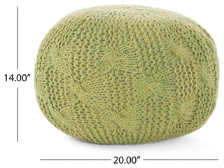GDF Studio Dahlia Indoor Handcrafted Modern Fabric Weave Pouf, Lime