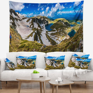 Clouds Over Seven Rila Lakes Landscape Wall Tapestry, 80"x68"