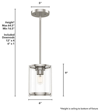 Hunter Astwood Brushed Nickel 1-Light Pendant Ceiling Light Fixture