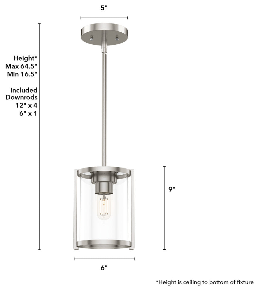 Hunter Astwood Brushed Nickel 1-Light Pendant Ceiling Light Fixture