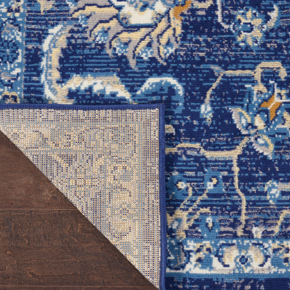 Nourison Grafix 8' x Round Navy Vintage Indoor Area Rug