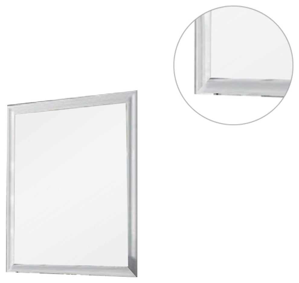 Benzara BM275523 Tyra 39" Wall Mirror, Rectangular Wood Frame, White