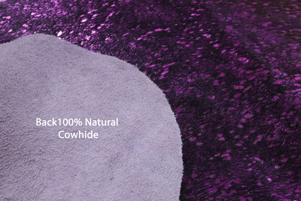 7' 4" X 7' 5" Pink Metallic Cowhide Rug C2103