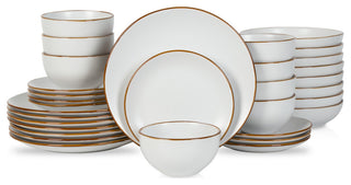 Stone Lain Brasa Stoneware 32 Piece Dinnerware Set, White