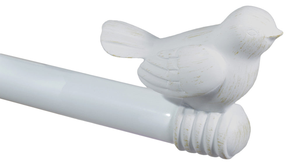 3/4" Bird Adjustable Curtain Rod, Gilded White, 28"-48"