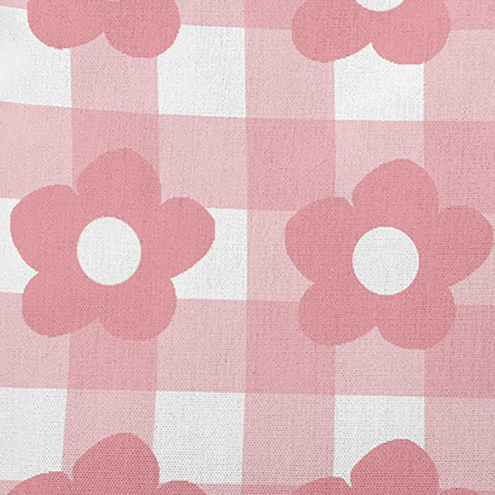 Flowers on Gingham Decorative Throw Pillow, Pink Icing, 18"x18"