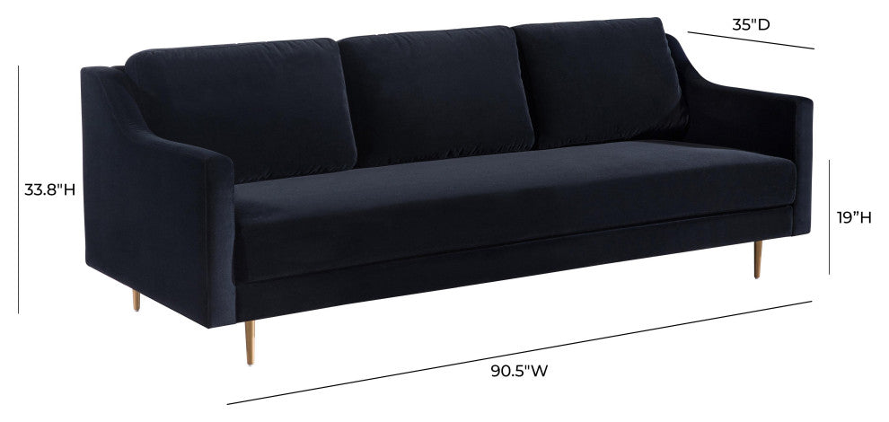 TOV Furniture Milan Black Velvet Sofa