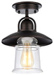 IRONCLAD, 1 Light Rubbed Bronze Semi-flush Ceiling Fixture, 9" Shade