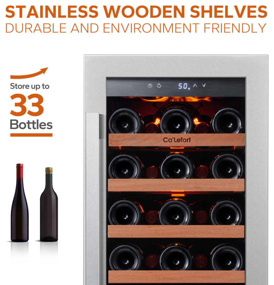 Ca"™Lefort 15" Wine Fridge: 33 Bottle, Built-In/Freestanding, Home/Bar/Kitchen