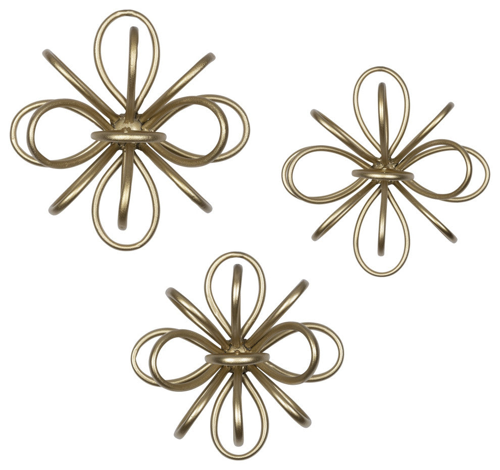 Set of Three Gold Metallic Starburst Wall D"cor
