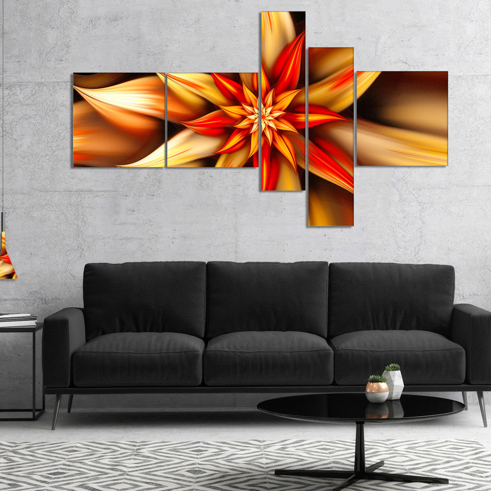 Beautiful Brown Flower Petals, Floral Canvas Art Print, 60"x32", 5 panels