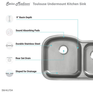 32"x21" Stainless Steel, Dual Basin, Undermount Kitchen Sink