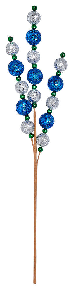 Glitter Ballx3 Spray, Blue, Silver, 20"