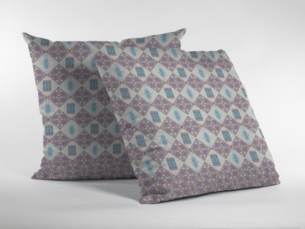 16" Pink Lattice Decorative Suede Throw Pillow