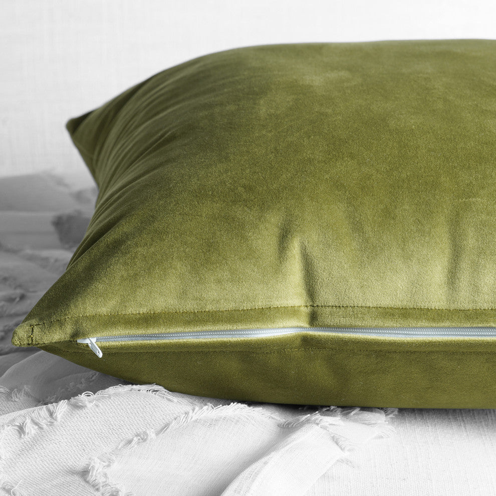 Heritage Plush Velvet Cushion Cover Pair, Retro Green, 18w X 18l