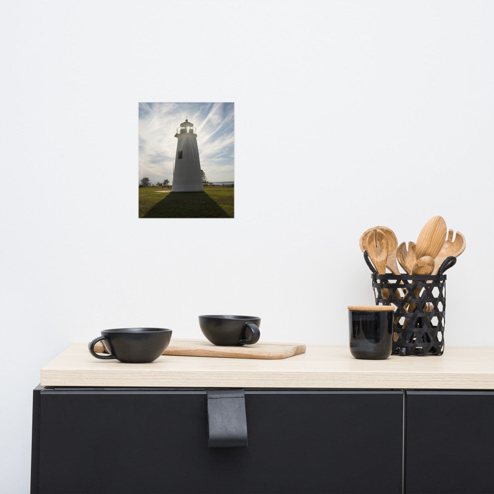 Turkey Point Lighthouse with Sun Flare Unframed Wall Art Prints, 8" X 10"