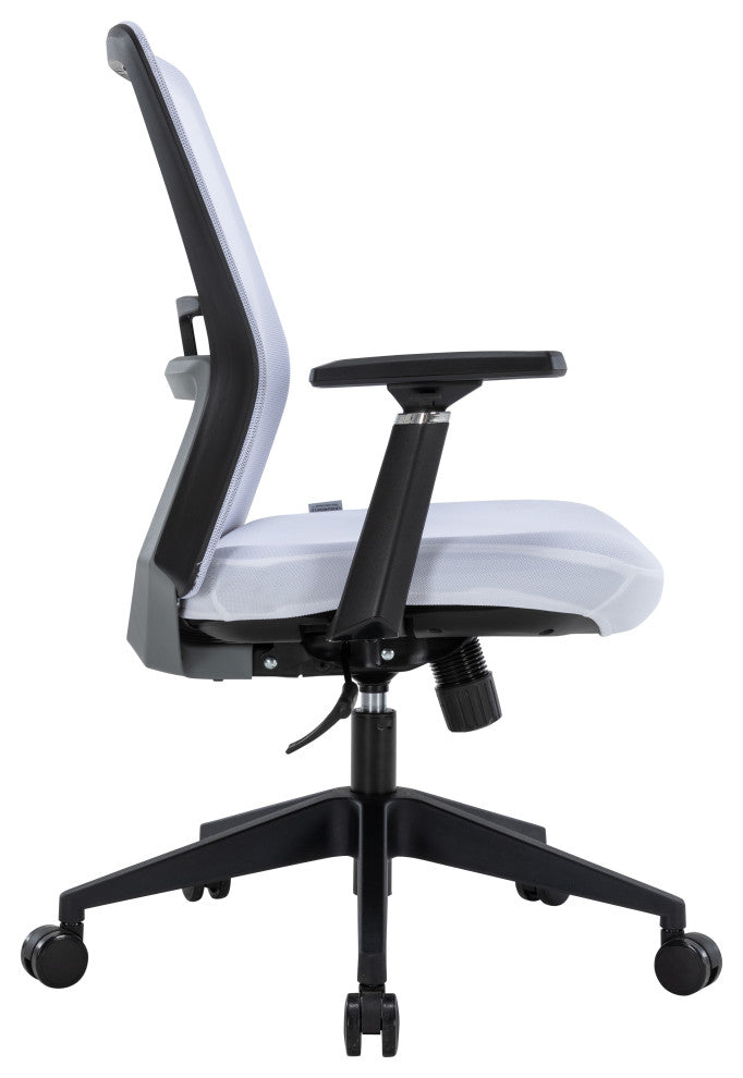 LeisureMod Ingram Modern Mesh Office Task Chair With Adjustable Armrests, White/White