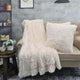 Shaggy Throw Blanket and 2 Pillow Shell 3 Piece Set, Ivory, Throw 50"x60" and 2 Pillow Shells 20"x20"