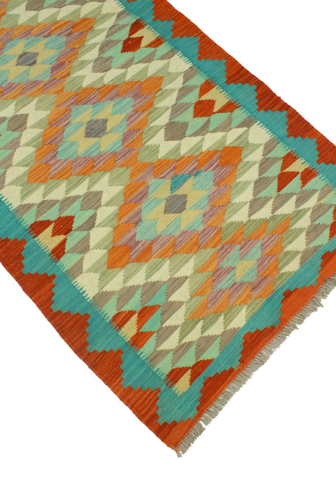 Sangat Kilim Hrytherf Rust/Blue Runner, 2'9x12'9