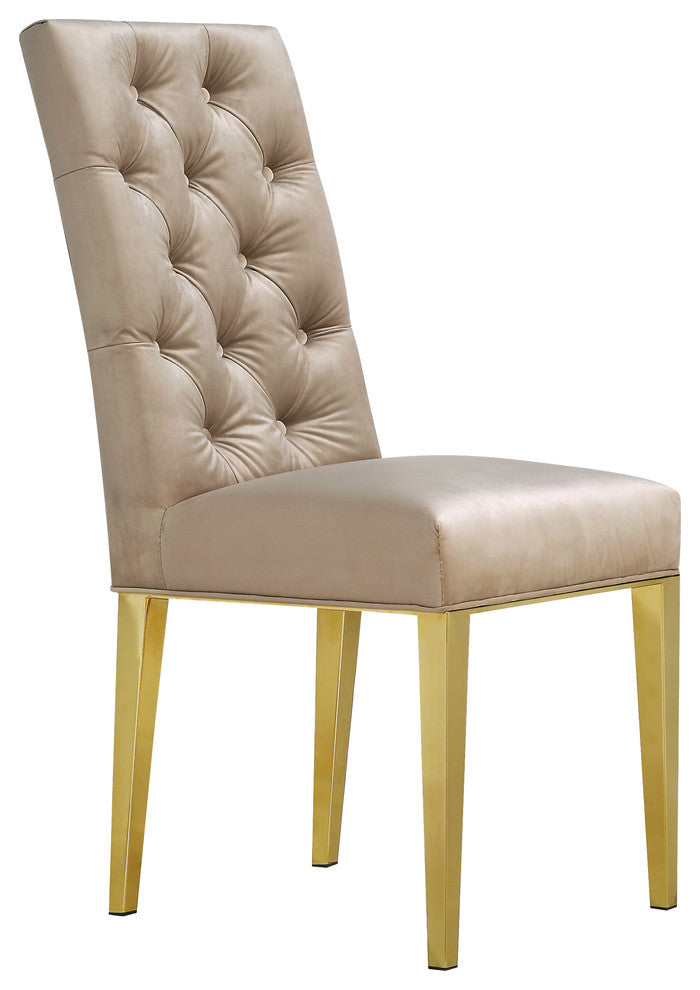 Capri Velvet Upholstered Dining Chair (Set of 2), Beige