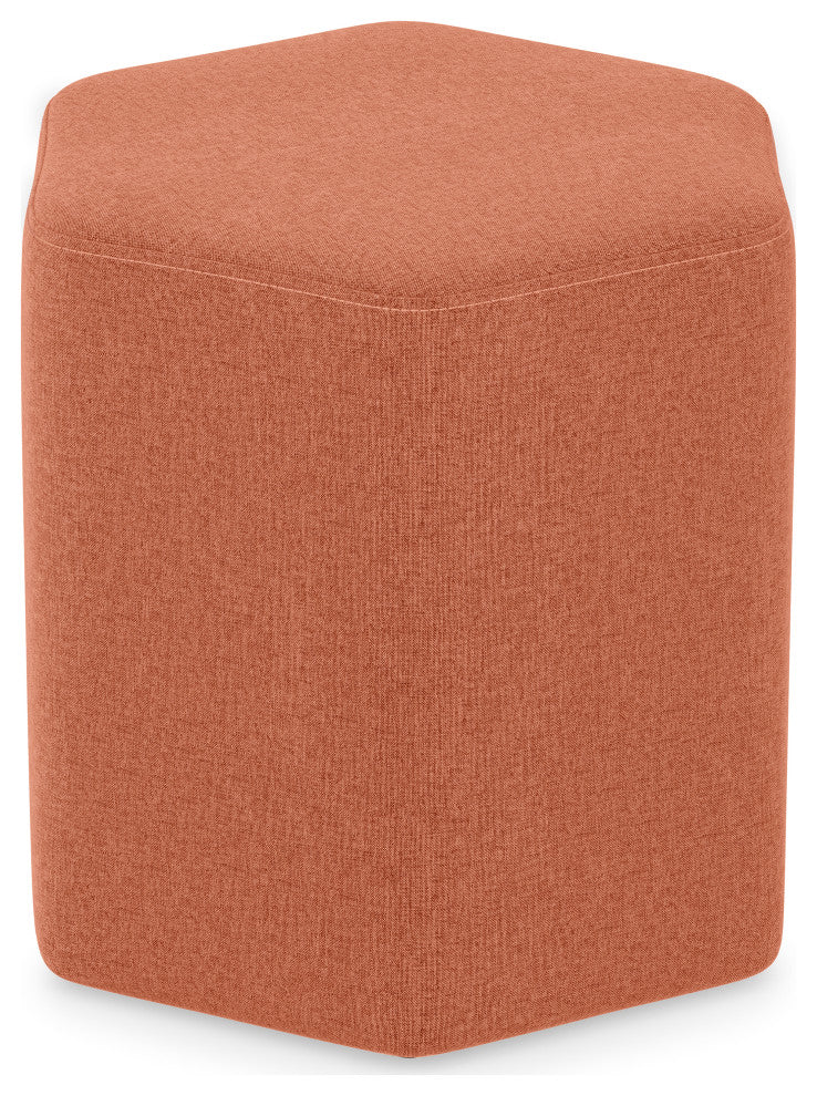 Brock Footstool, Linen Look Fabric, Dusty Orange