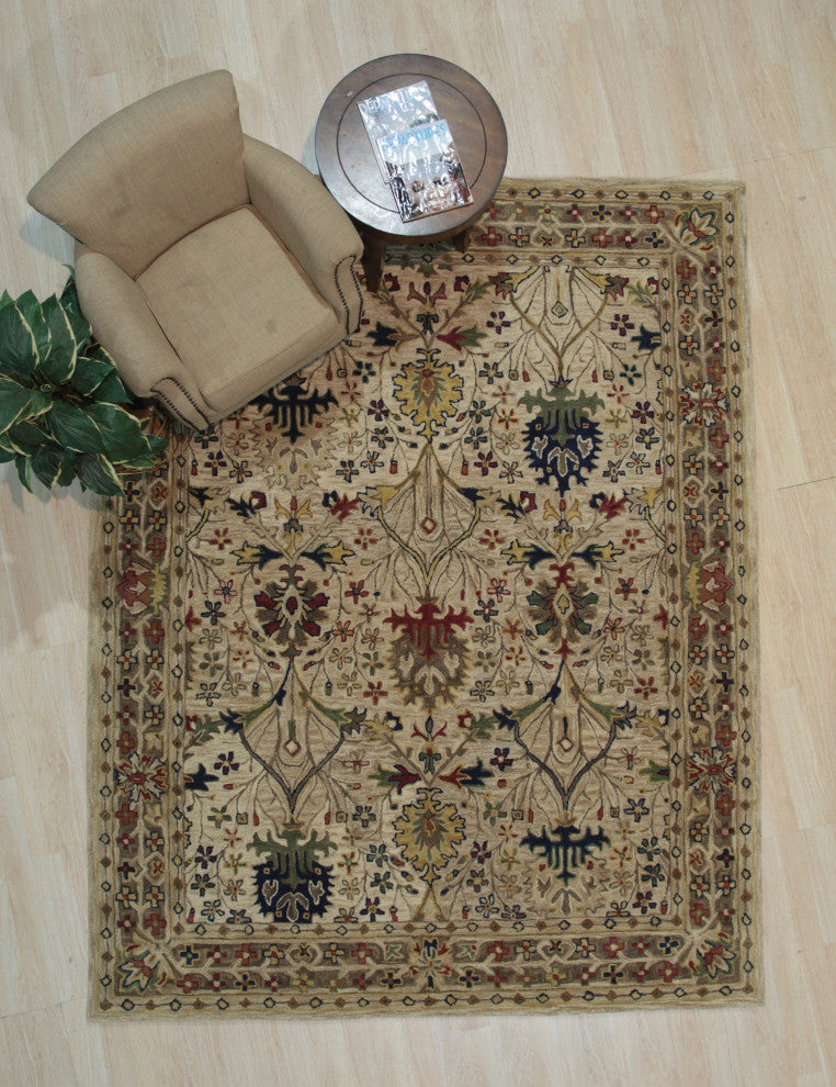 EORC Ivory Hand-Tufted Wool Morris Rug 7'9x9'9
