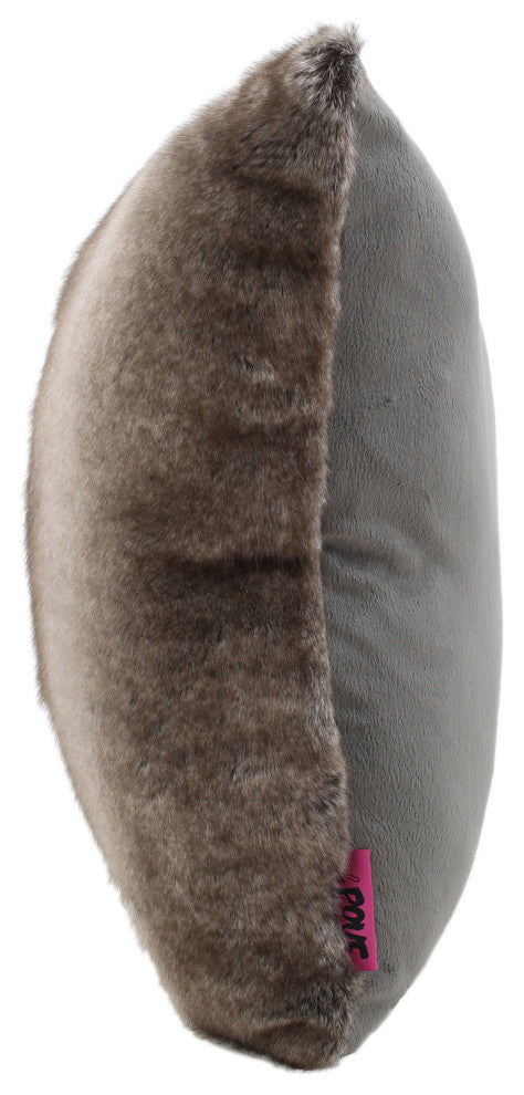GDF Studio Elise Modern Glam Faux Fur Throw Pillow, Ash White, 2