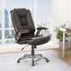 Executive Bonded Leather Chair with Cocoa Coated Flip Arms, Espresso